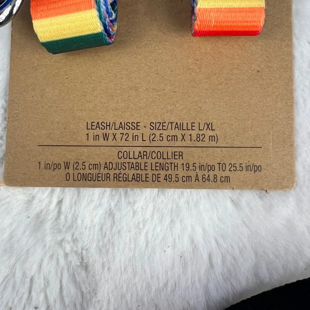NWT🤩 |•DESIGN•| Rainbow Multicolor Colorful Leash/Lead & Collar Size L/XL